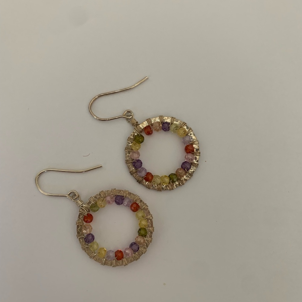 Colorful Beaded Hoop Earrings - Picture 3 of 3